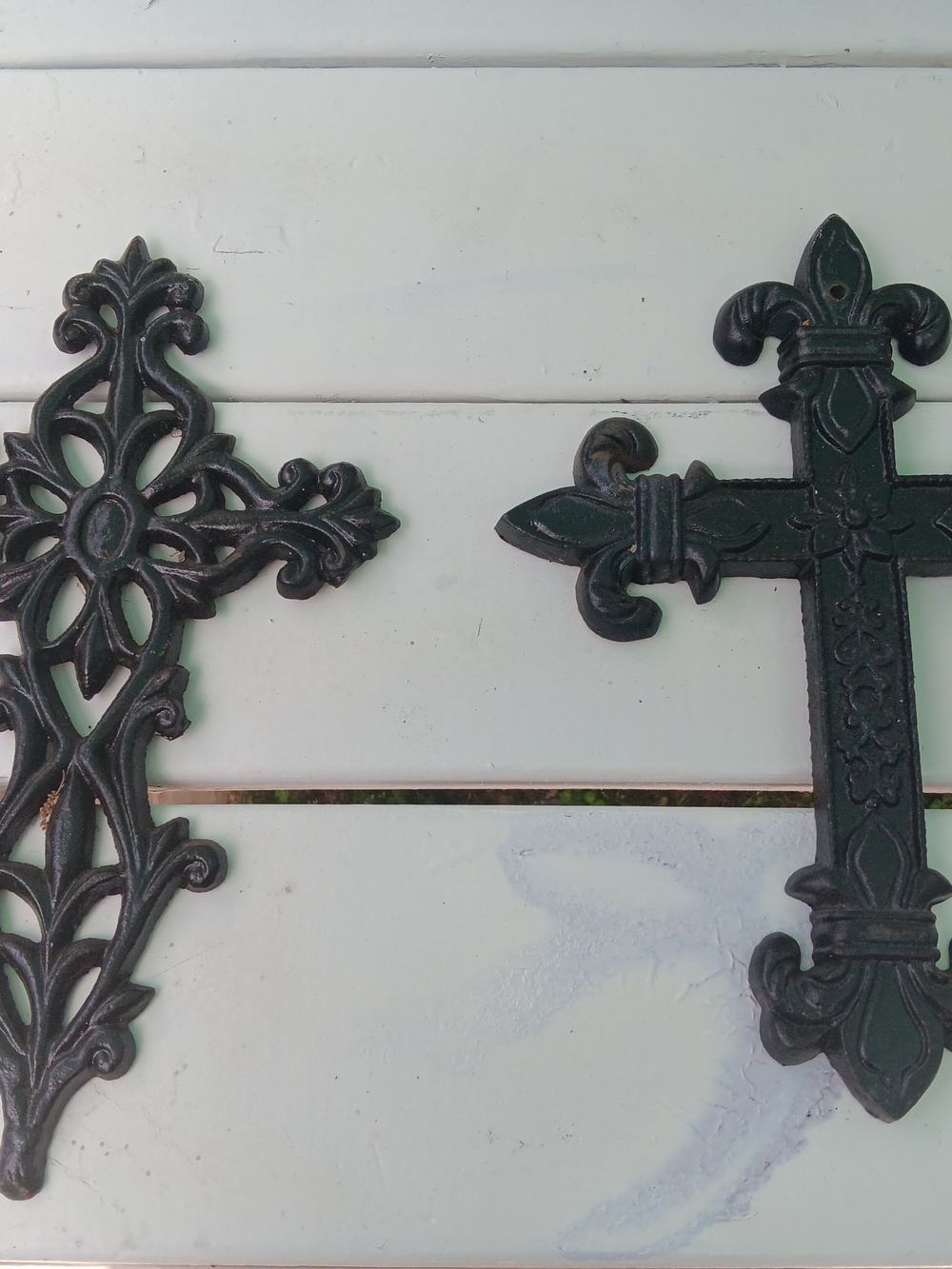 Decorative Black Cast Iron Wall Cross - Set of 2